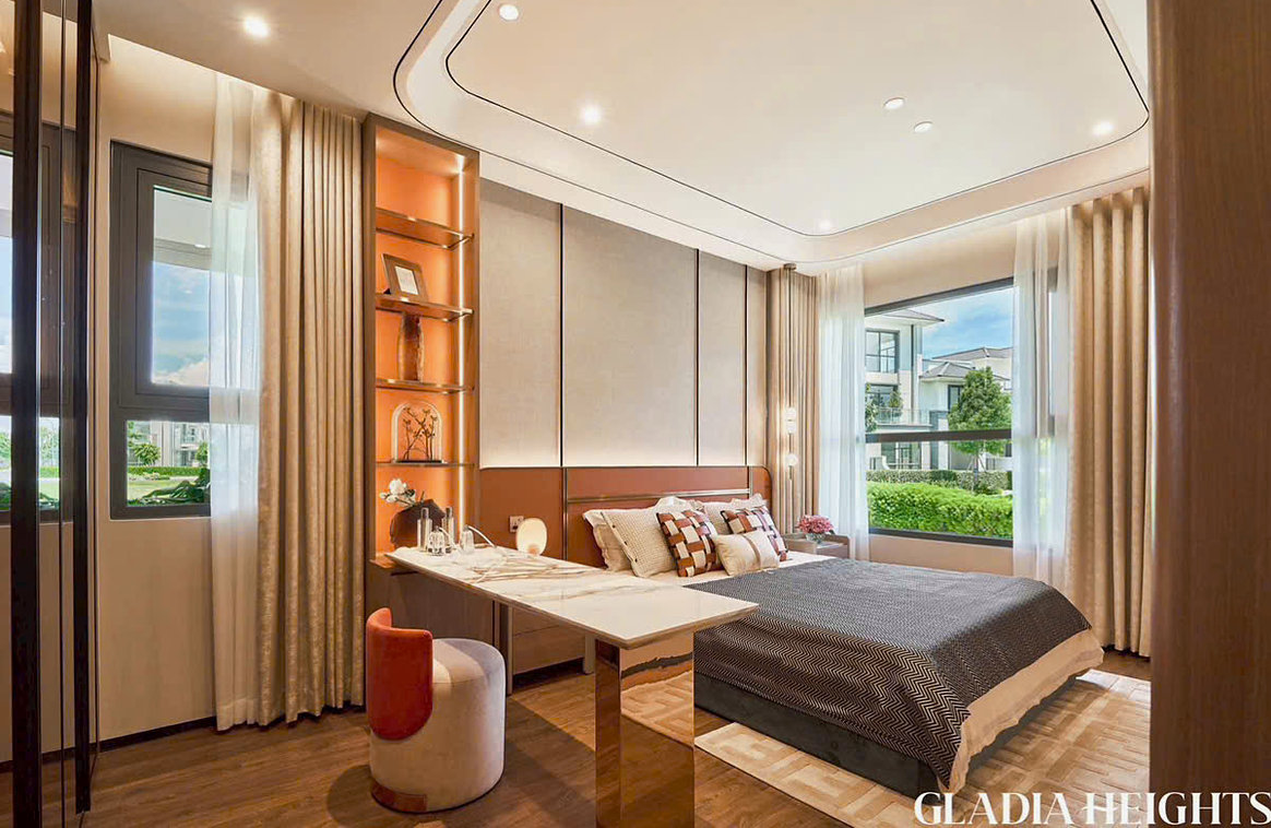 Phòng ngủ phụ nhà mẫu 3PN Gladia Heights đón sáng