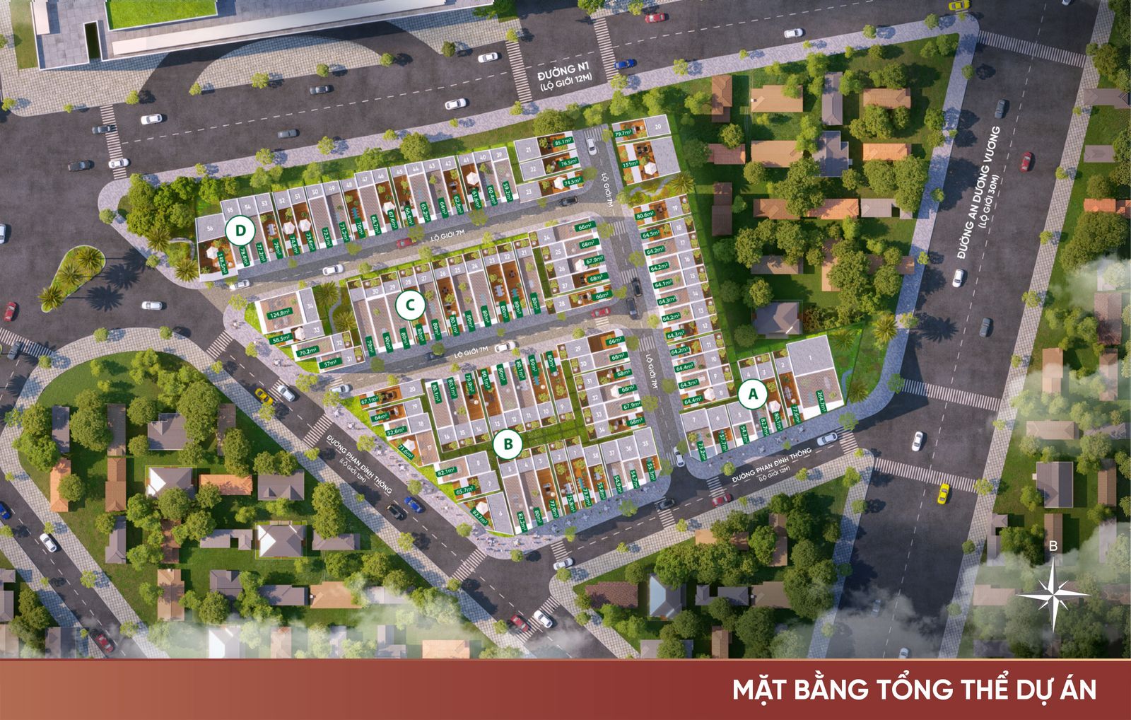 Mặt bằng tổng thể 4 phân khu A, B, C, D của The Sholi